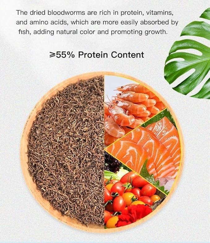 YZHZOM Freeze Dried Blood Worms, Bloodworms for All Tropical Fish Bettas Goldfish Discus Guppy Cichlids Tadpole (2oz)