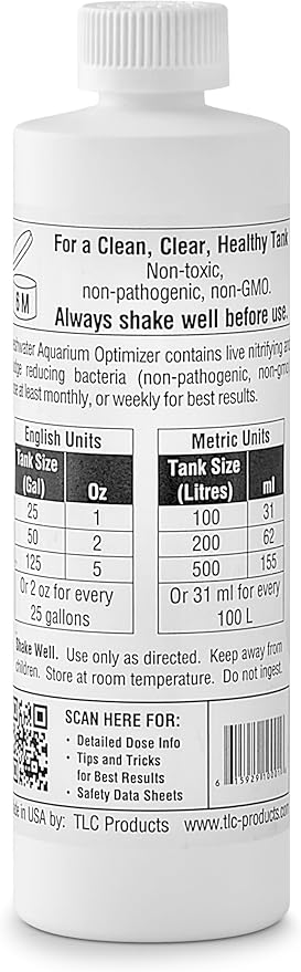 TLC Products, Freshwater Aquarium Optimizer, Aquarium Water Clarifier, Reduces Ammonia, 12 Fl Oz