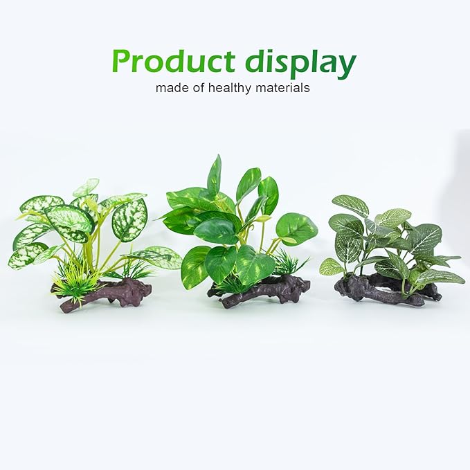 3PCS Artificial Fish Tank Plants Silk Aquarium Plants for Betta Fish