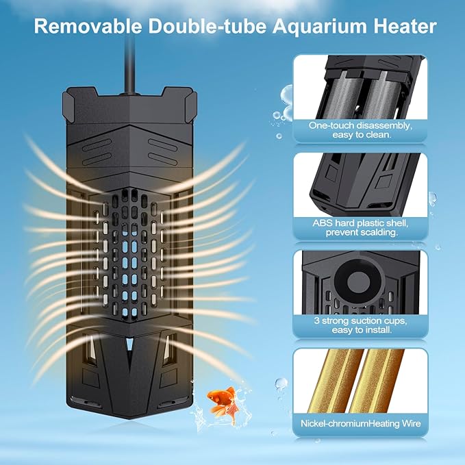 HiTauing Aquarium Heater, Upgrade AP01 300W/500W/800W/1000W Fish Tank Heater with Intelligent IC Chip Controller-Fast Heating, Precise Temperature Control for Saltwater and Freshwater