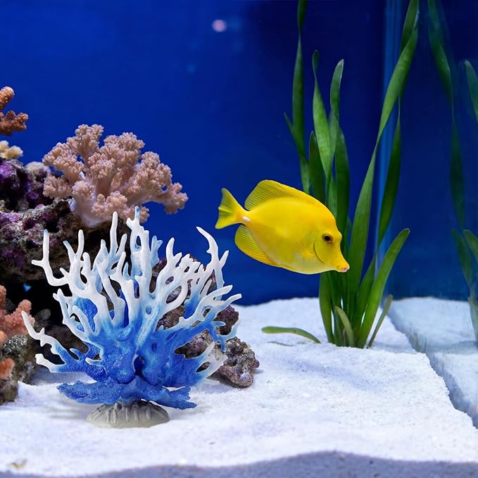 Fish Tank Fake Coral, Artificial Aquarium Coral Ornament, Aquarium Decor Plastic Plant Small, Multi-Purpose Simulation Water Grass, Faux Aquariums Ornament, Blue