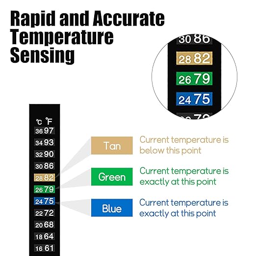 18 PCS Aquarium Thermometer Strips Stick on Fish Tank Temperature Gauge, Temperature Sensing Digital Stickers for Jars Fermentation Brewing, 39-97 °F & 54-108 °F & 63-93 °F