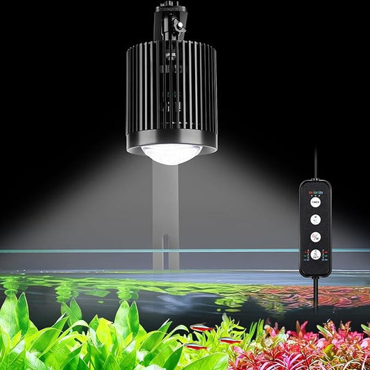 fishkeeper Clip On Aquarium Light, 24/7 Fish Tank Light with Timer, DIY 3 Colors & 10 Brightness Full Spectrum Aquarium LED Lights with Adjustable Metal Clamp for Freshwater Plants Fish Tanks (60W)