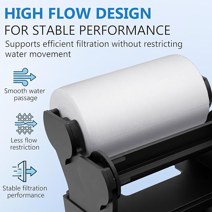 8 inch Fleece Roll Replacement Compatible with Platinum Sump 26 and Platinum Sump Cube 20, 8" x 150' High Flow Non Woven Polyester for Saltwater Coral Reef Tank Filtration