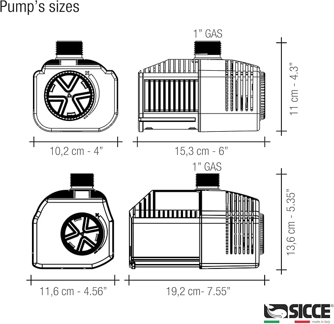 Sicce Syncra Pro 7000 Submersible Water Pump 1900 GPH High Performance Quiet Pump for Aquariums, Ponds, Fountain