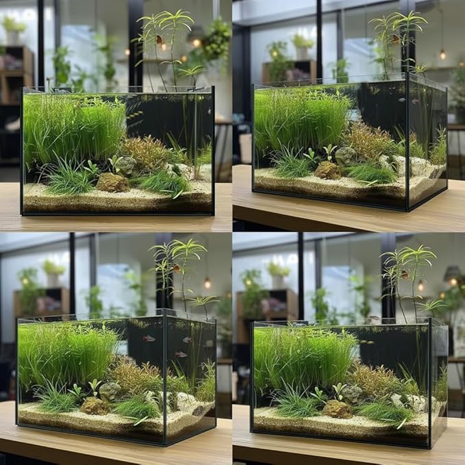 3 Gallon Glass Fish Tank Cube, Small Aquarium Fish Bowl for Betta Goldfish Snails Shrimp Aquatic Planting, Easy to Maintain Ultra Clear Rimless Design for Desktop Small Spaces