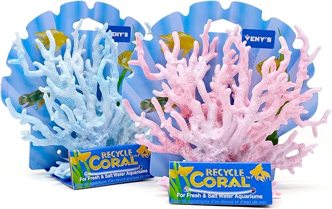 2 PCS Aquarium Coral Ornament, Blue Pink Coral Reef Decor, Artificial Plants Fish Tank Decorations
