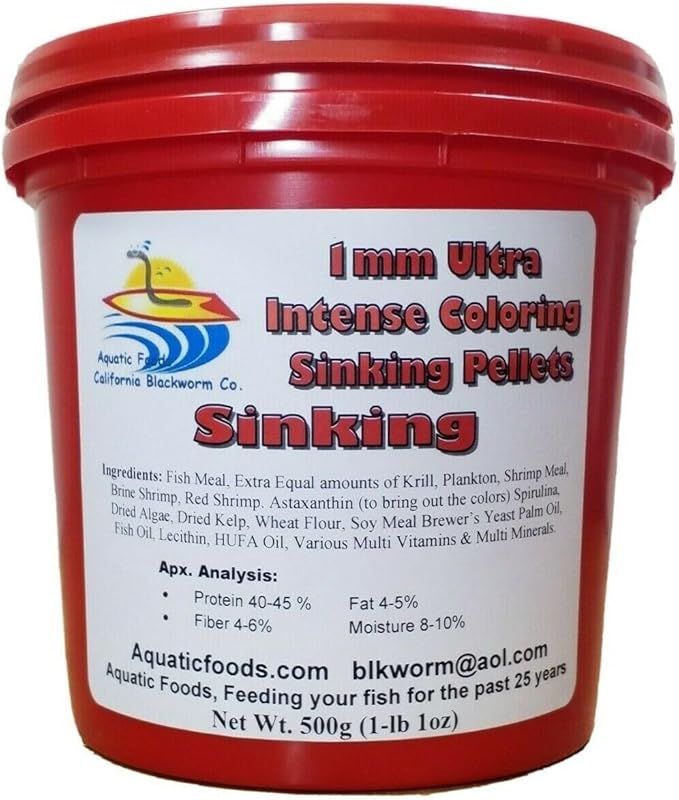1mm-APX 1/32" Ultra Intense Color Enhancing Sinking Pellets for All Cichlids,Tropical Fish and Koi & Pond Fish - 1.1-lbs Tub