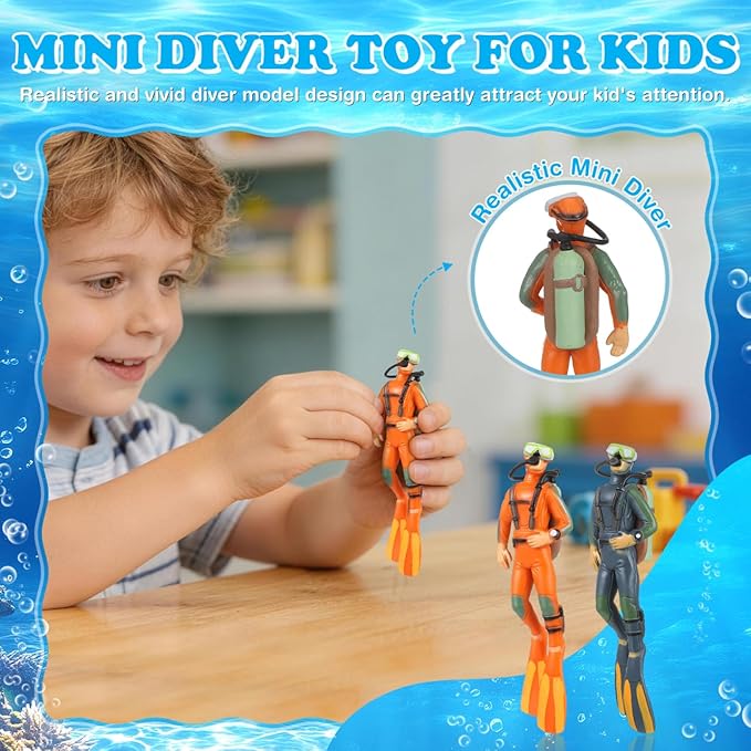 BESPORTBLE 2Pcs Diver Figurines Aquarium Decorations Small Set Realistic Mini Scuba Ornament for Fish Tank Landscape Ornaments PVC Underwater Explorer Dolls