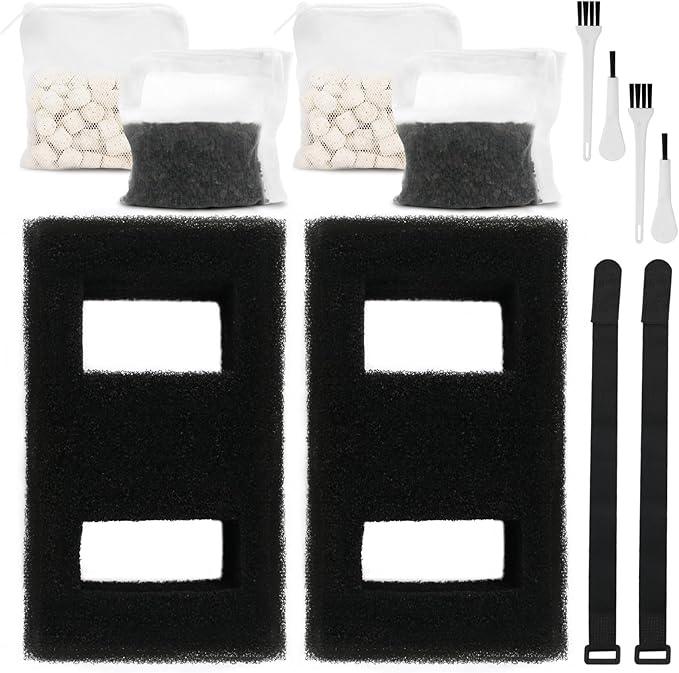 A1376 Aquarium Filter Media Kit Compatible with Fluval Spec Evo Betta Flex Series Aquarium Filters Foam Replacement Set Suitable for Most Standard Aquariums (2-Pack)