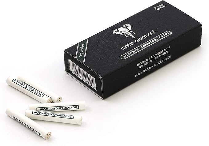 White Elephant 45 Filters x 6mm Active Charcoal Pipe Filter from Germany