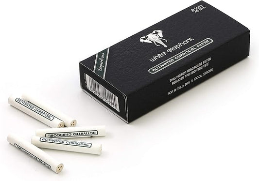 White Elephant 45 Filters x 6mm Active Charcoal Pipe Filter from Germany