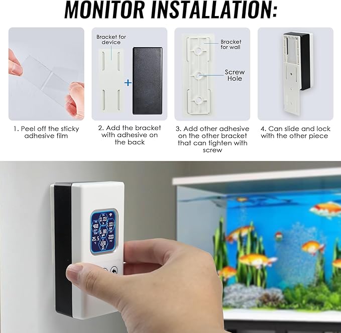7-in-1 Wireless WiFi Water Quality Monitor, Smart Water Tester Measures pH/TDS/EC/ORP/Salinity/SG/Temp, Multi-Parameter Tester with Real-Time Alerts, Thermometer for Freshwater & Saltwater Aquarium