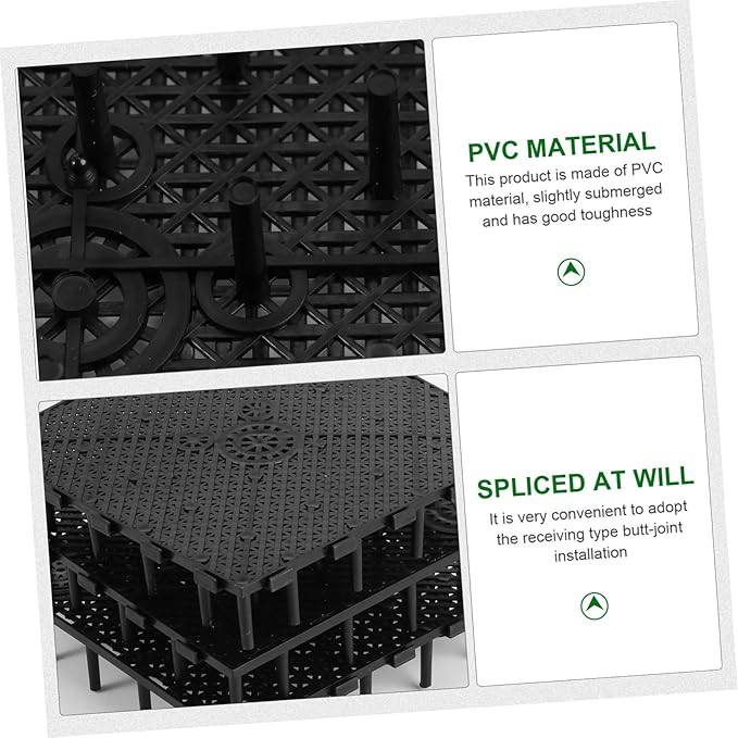 FOMIYES 20pc Fish Tank Bottom Plate PVC Stacking Grid Black Easy Installation High Water Permeability