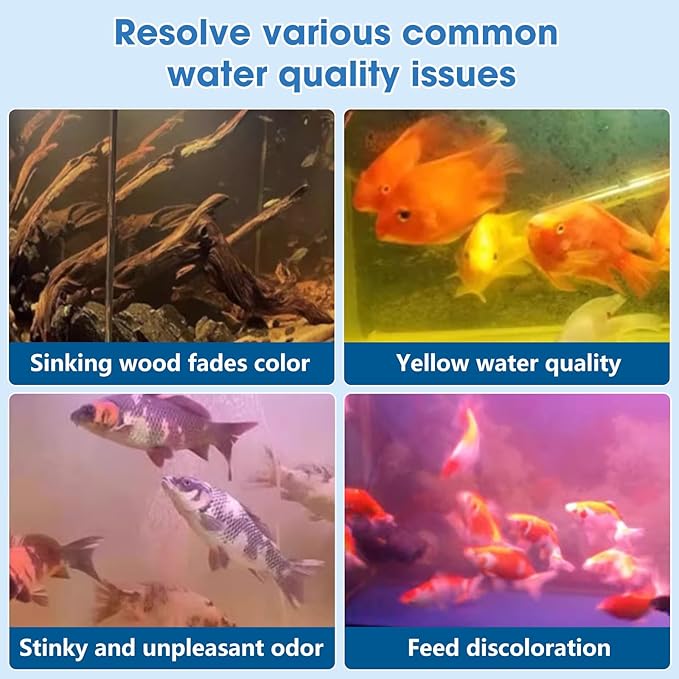 Jorewood Aquarium Filter Resin for Water Purification, 3 Bags x 200ml, Tannin Remover, Odor Eliminator for Crystal Clear Water