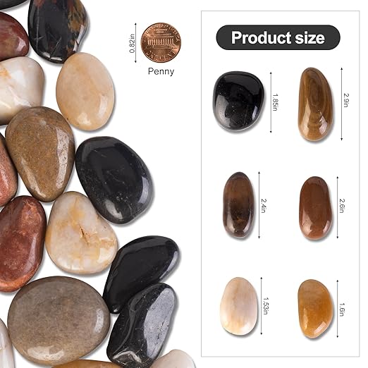 20 lbs River Stones and Pebbles can be Used for Gardening; Aquarium Rocks and Gravel are Suitable for Fish Tank decorationsand Sand Pebbles