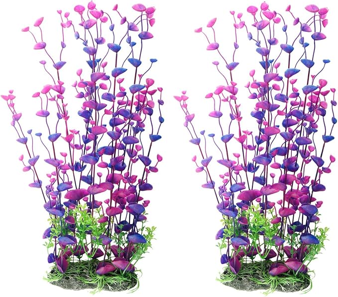 CNZ Aquarium Decor Fish Tank Decoration Ornament Artificial Purple Plastic Plant, 16"