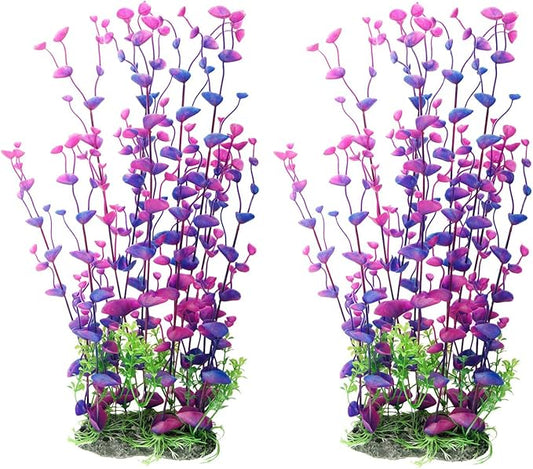 CNZ Aquarium Decor Fish Tank Decoration Ornament Artificial Purple Plastic Plant, 16"