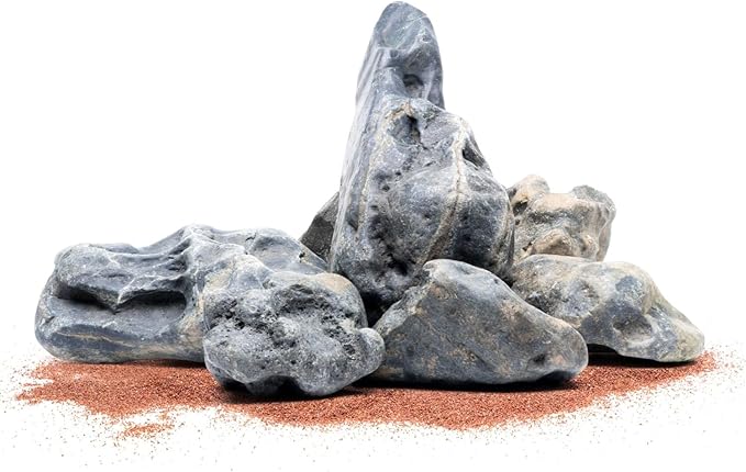 SubstrateSource Natural Aquarium Stones - Bug-Eaten, Pahai, Dark Bluish Green Decorative Aquascaping Rocks for Betta Fish Tank, Cichlids, Shrimp, Hermit Crab & Reptile Enclosure - Hakkai, 10 LB