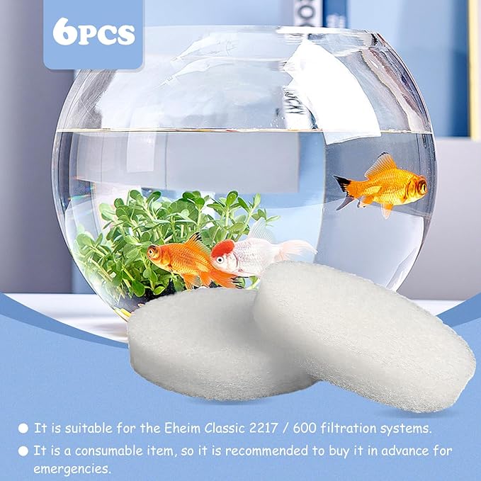 SHIGATSU Fine Filter Pads for Eheim Classic 600 2217 (6pcs)