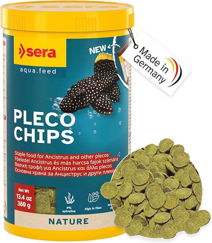 Sera Pleco Chips 13.4 oz./0.84lbs | Premium Fish Food for Ancistrus & Plecos | High Fiber | No Dyes & Preservatives | Supports Digestion & Promotes Healthy Growth | Ideal for Bottom Feeders