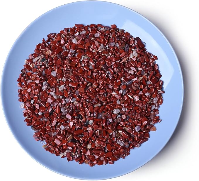 LAIDANLA Red Jasper Crushed Stone Crystal Chips Bulk Natural Gemstones Healing Reiki Crystals Mini Quartz Vase Filler Aquarium Gravel 100g