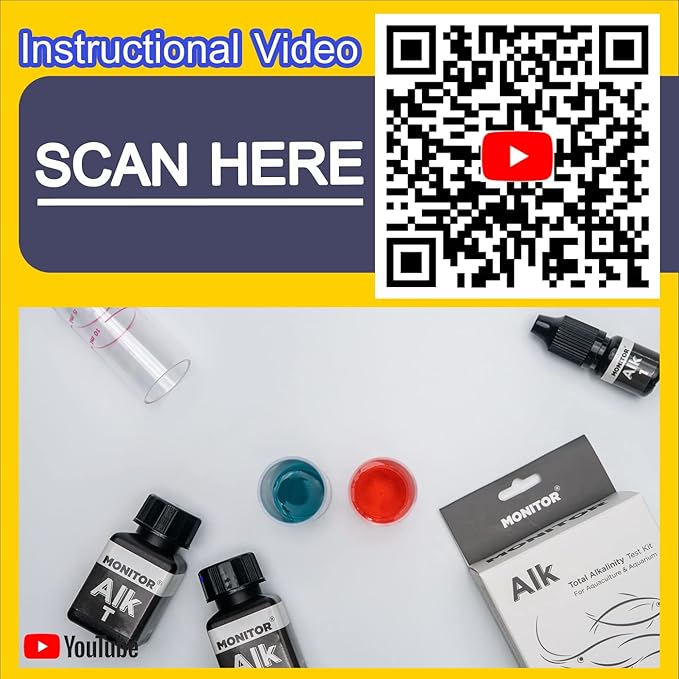 Monitor Alkalinity Test KIT (120 Tests) - Monitor Aquarium and aquaculture Water Quality