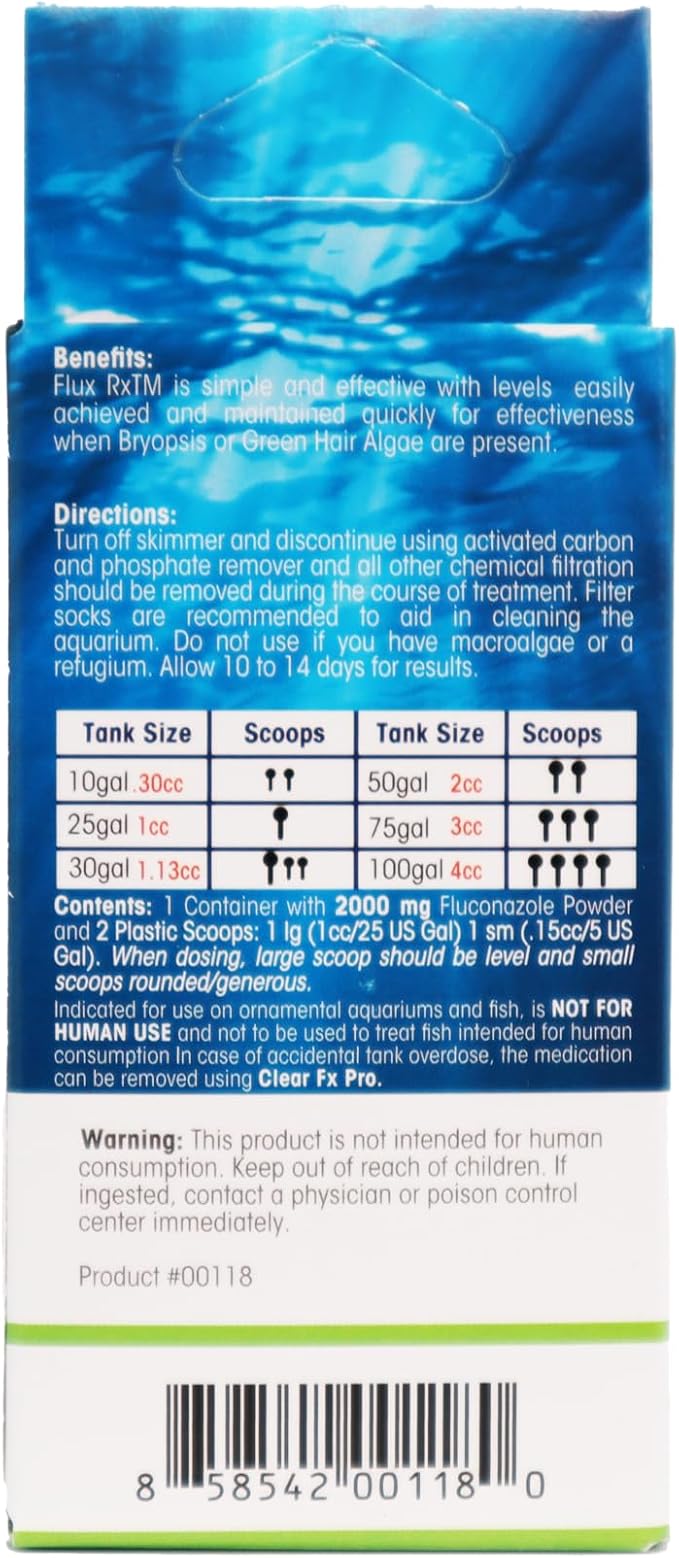 Blue Life Flux Rx - 2000mg Treats up to 100Gal Reef Safe, Use on Both Bryopsis and Green Hair Algae