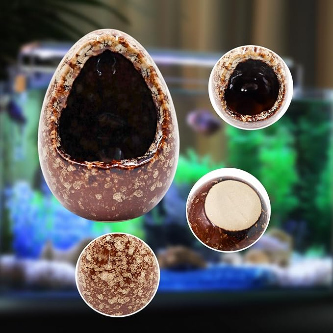Fish Tank Decorations, 2 Pack Ceramic Broken Egg Ornaments, Aquarium Accessories, Decor for Fish Tank, Aquarium Decoration