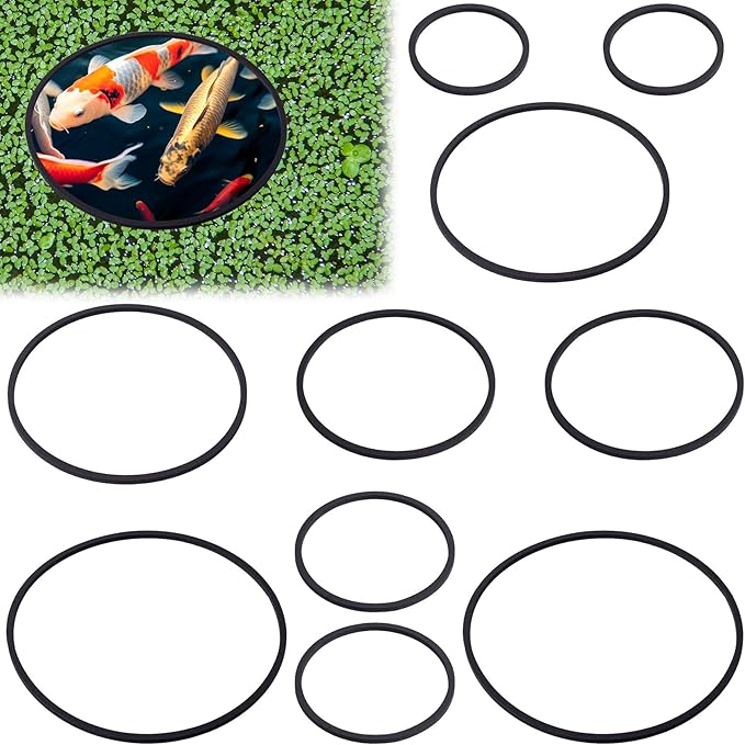 OIIKI 10 PCS Fish Feeding Rings Set - Floating Aquarium Plant Corral, Oval Rings, Tank Accessories - Black, 5 Sizes