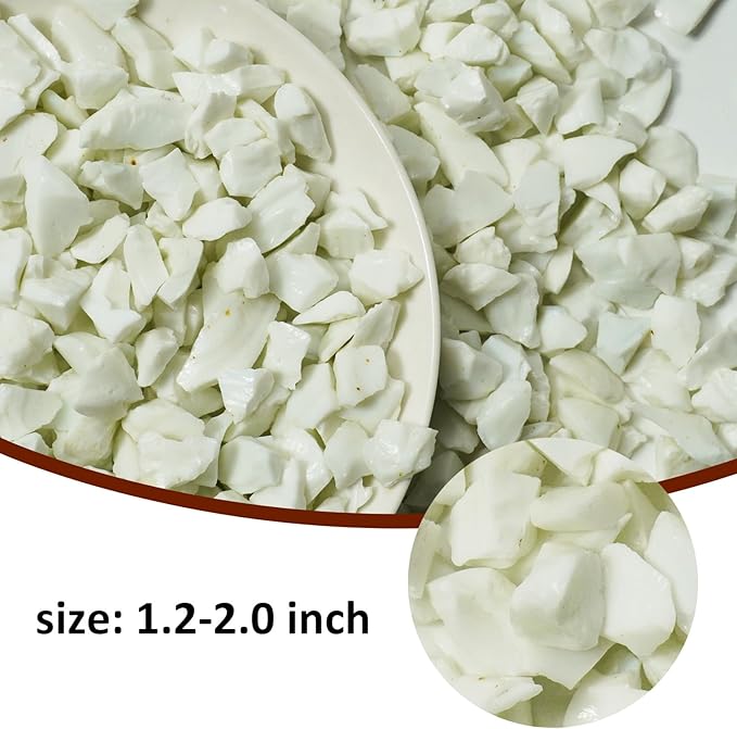 1 Lb Porcelain White,Large Crushed Sea Glass,Sea Glass Decor,Irregular Glass Rocks for Tabletop Fountain Fillers,Aquarium,Fish Turtle Tank Decorations,DIY Crafts,Flowerpot Decoration