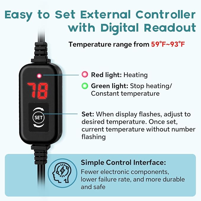hygger 100W Submersible Aquarium Heater with Digital Temperature Controller, Mini Fish Tank Heater for 10–20 Gallon Tanks, Overheat & Out-of-Water Protection, Freshwater & Saltwater