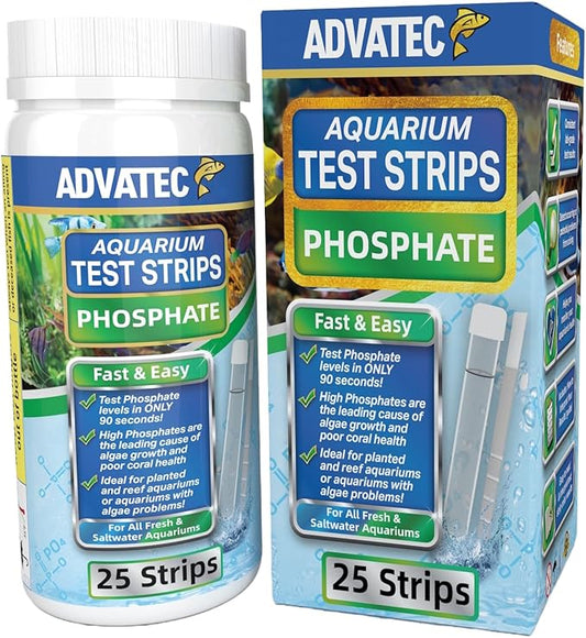Phosphate Test Strips for Freshwater & Saltwater Fish Tank - Testing Strips for Fresh & Salt Water Aquarium - Lab Grade Water Tester Kit - 25 Count