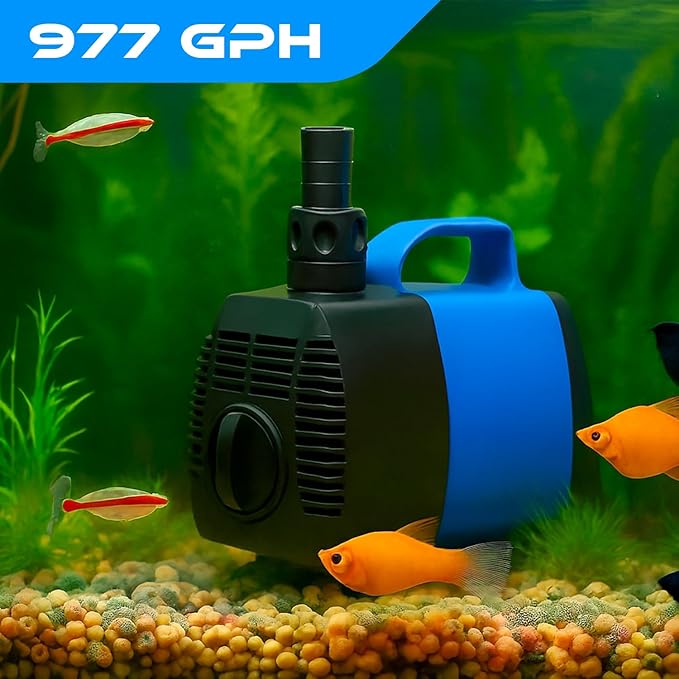 977 GPH Amphibious Submersible and Inline Water Pump - For Aquarium, Pond, Hydroponics, Fountain with Ceramic Shaft, 11.8 ft Lift, 85W - 3 Pack