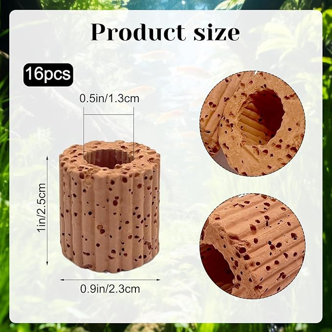 Rainmae 16 Pcs Aquatic Water Plant Fixed Rings, Water Plants Cultivation Fixed Ring Aquatic Water Plant Fixed Ring Ceramic Plant Pot, Landscape Ceramic Pottery Gravity Ring for Fish Tank Accessories