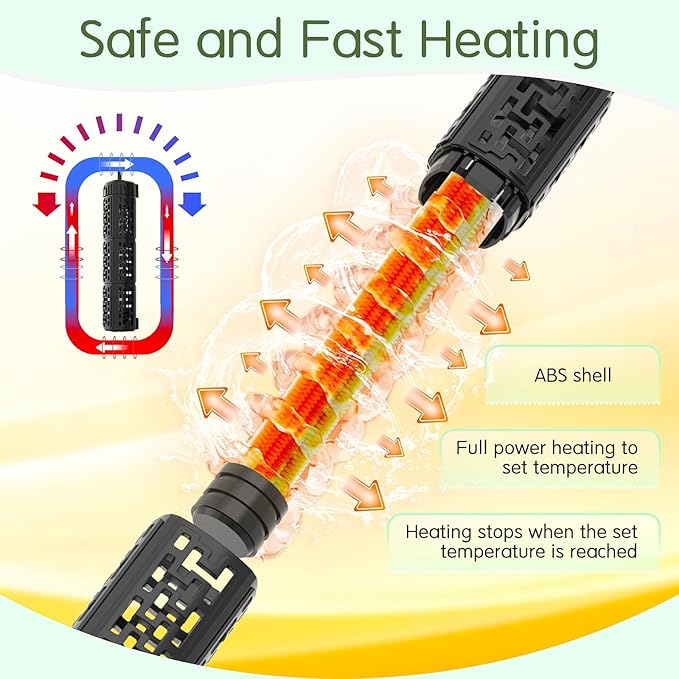 AQQA Fish Tank Heater,Aquarium Heater 50W 150W 250W 400W 500W 800W for 3-220 Gal,Set Temperature 59℉-93℉ Temperature Accuracy,Out of Water or High Temperature Automatic Power Off (150W to 15-30 gal)