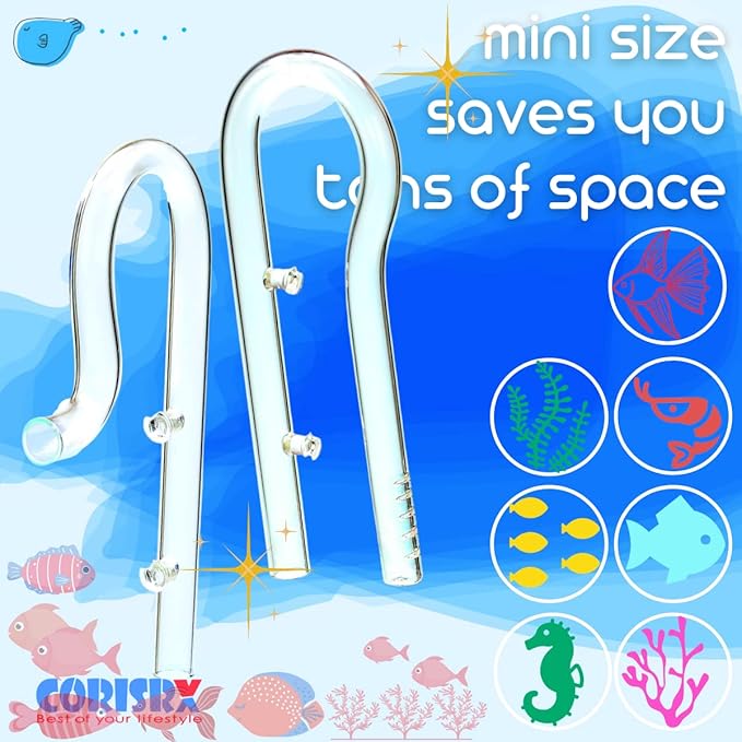 Aquarium Mini Glass Lily Pipe Bar Kit Inflow & Outflow for 12mm Tube Canister Filter - Elegant Design & Perfect Size for Small Fish Tank Filter Accessories, 5 10 15 20 Gallon Fish Tank