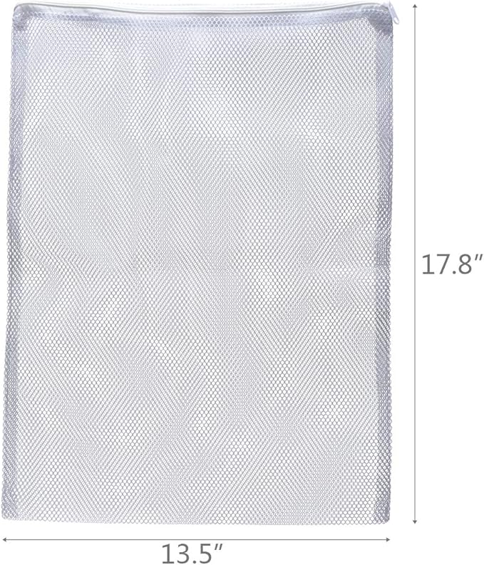 ALEGI Large Filter Media Bags,Aquarium Mesh Bags with Plastic Zipper,White Net Bags for Bio Balls, Ammonia Remover 17.8" by 13.5" (4pcs)