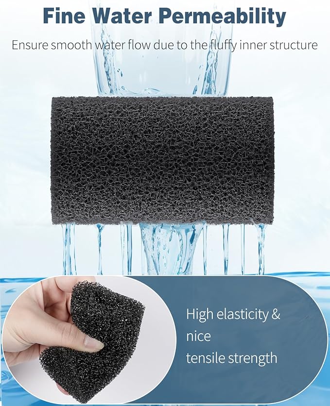 Pawfly 6 Pack Pre-Filter Sponge, Aquarium Filter Sponge 1" Intake Sponge Foam Roll for Small Fish Shrimp Fry Fish Tank Covers Accessories