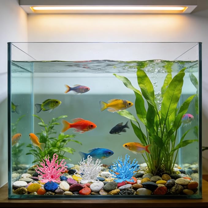 3 Pcs Aquarium Coral Reef Decor Charming Fish Tank Coral for Fish Tank Decorations(Blue, White, Pink)