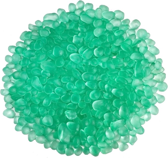Mint Green Glass Stones, 0.85LB/385g Glass Rocks for Vase, Aquarium Pebbles for Fish Tank, Sea Glass Rocks for Vase Filler Craft