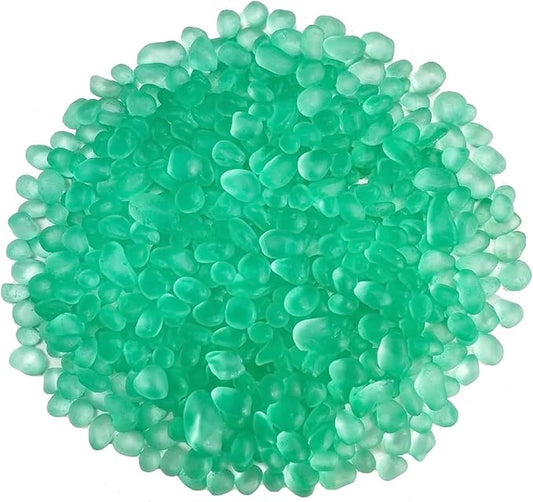 Mint Green Glass Stones, 0.85LB/385g Glass Rocks for Vase, Aquarium Pebbles for Fish Tank, Sea Glass Rocks for Vase Filler Craft