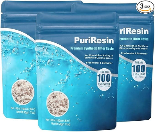 IOAOI PuriResin Aquarium Filter Media, Organic Filtration Resin, for Freshwater and Saltwater Fish Tank, Removes Driftwood Tannins, 100 ml, 3 Packs