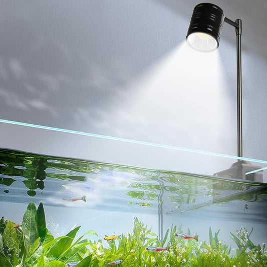 UPETTOOLS Clip On Aquarium Light, Fish Tank Spotlight with 3 Light Colors ，Adjustable Light Head, for Small Medium Planted Freshwater Tank