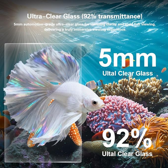 Glass Fish Tank Kit,2.8 Gallon Fish Tank,Small Aquarium, Ultra-Clear Nano Aquarium,Betta Fish Tank,Small Fish Tank,Aquarium Starter kit,Desktop Fish Tank,with Light and Filter