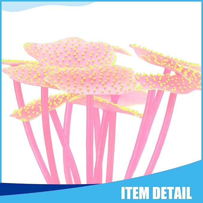 Soft Silicone Glowing Mushroom Coral, Fluorescence Aquatic Artificial Coral for Aquarium (Pink)