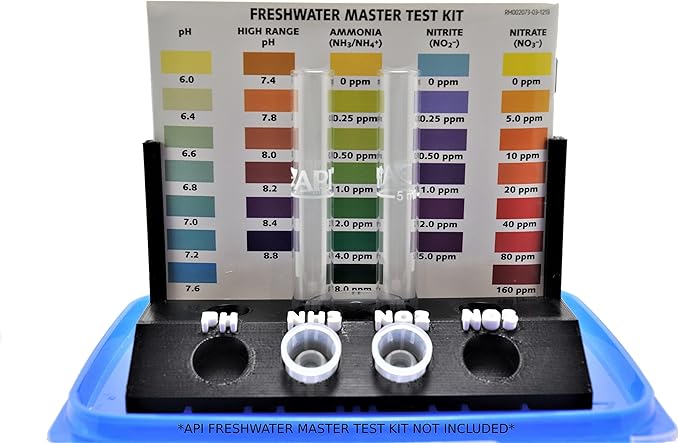 Aquameta Aquarium Test Tube Holder with Rack - for API Freshwater Master Test Kit - 4 Slots Test Tube Rack – Black