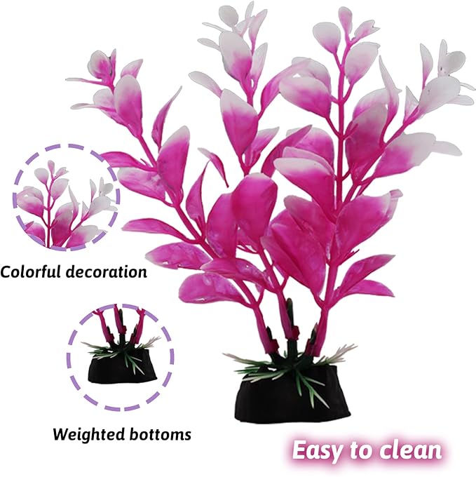 Aquarium Decorations Plants with Rockery View, 25pcs Aquarium Decor Plants and Rock Cave Hideout Ornaments, Fish Tank Accessories, Fish Tank Plants Plastic Decoration for Aquariums