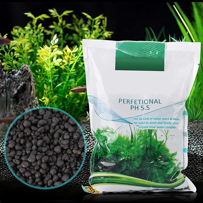 2.2 LB Aquarium Gravel Natural Sand, Aquarium Fish Tank Bottom Water Grass Seeds Plant Sand Mud for Water Grass/Plants Growth, Contains Rich Organic Acid & Nutritional Ingredient