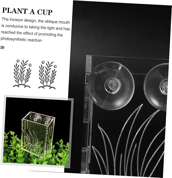 3pcs Fish Tank Planting Cup Clear Container for Plants Plants Decor Aquarium Decoration Fish Food Feeder Aquatic Planter Water Holder Water Container Acrylic